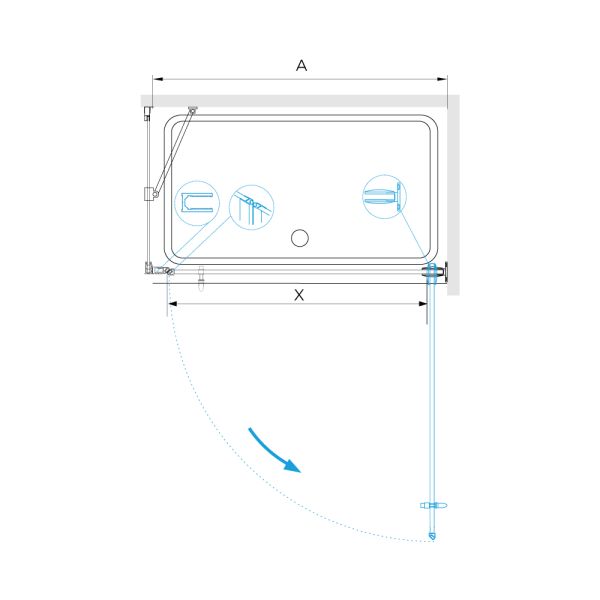 Душевой уголок RGW HO-045B (HO-011B + Z-050-2B + O-204B) 350604568-014 60x80см чёрный