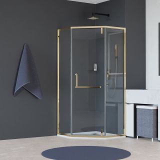 Душевой уголок RGW HO-084Gb 350608400-016 100x100см брашированное золото