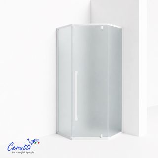 Душевой уголок Ceruttispa C3AWF R 90x90 см профиль белый стекло матовое