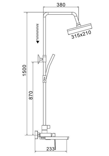 Душевая стойка Rose R1836H чёрный матовый
