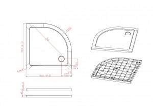 Поддон Cezares TRAY-M-R-90-550-35-W
