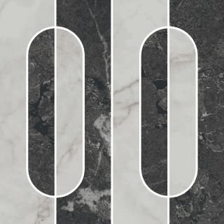 Плитка Kerama Marazzi KMD2MSA003BR Декор Тубкаль мозаичный микс чёрный белый глянцевый обрезной 30x30x0,9