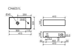 Раковина подвесная Ceramicanova Элемент (Element) CN6051L 41 см белый