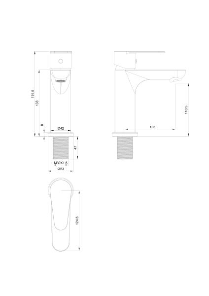 Смеситель для раковины Wonzon & Woghand Alfa WW-A40202-BG брашированное золото