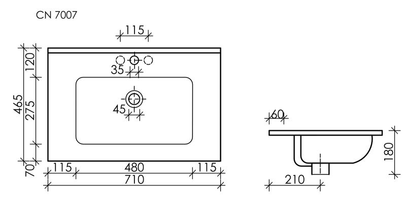Мебельная раковина Ceramica Nova Element CN7007 71см белый Мебельная раковина Ceramica Nova Element CN7007 71см белый