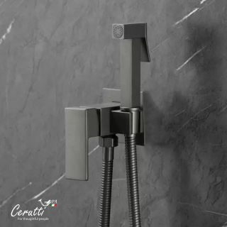 Гигиенический душ со смесителем Ceruttispa РЕЗИЯ (RESIA) SHGR CT12132 серый матовый