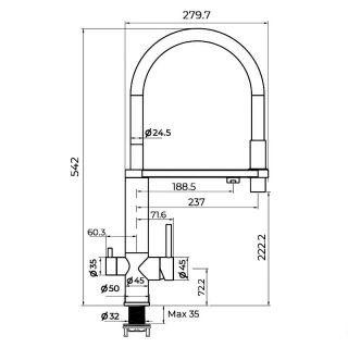 Смеситель для кухни с подключением фильтра Knotlor SS-15, сатин