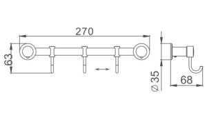Планка с крючками для полотенец Haiba HB205-3 хром