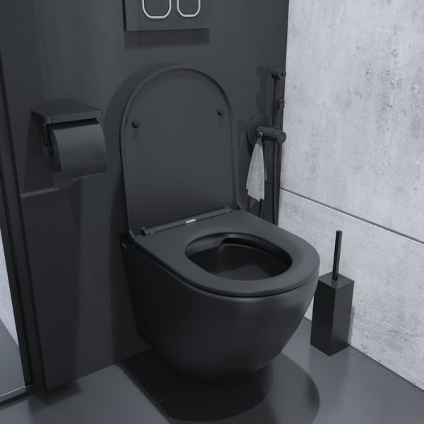 Подвесной унитаз IDDIS Blanco BLAR3BMi25 безободковый чёрный матовый
