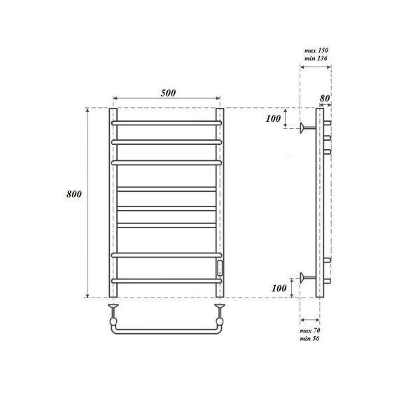Полотенцесушитель электрический Point Сатурн PN90858 50x80 см хром