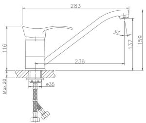 Смеситель для кухни Haiba HB4901-1 серый