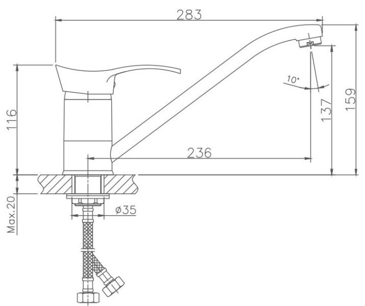 Смеситель для кухни Haiba HB4901-1 серый