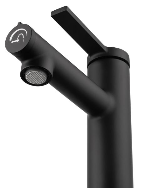 Смеситель для раковины Wonzon & Woghand WW-H1017-MB с функцией полоскания чёрный матовый