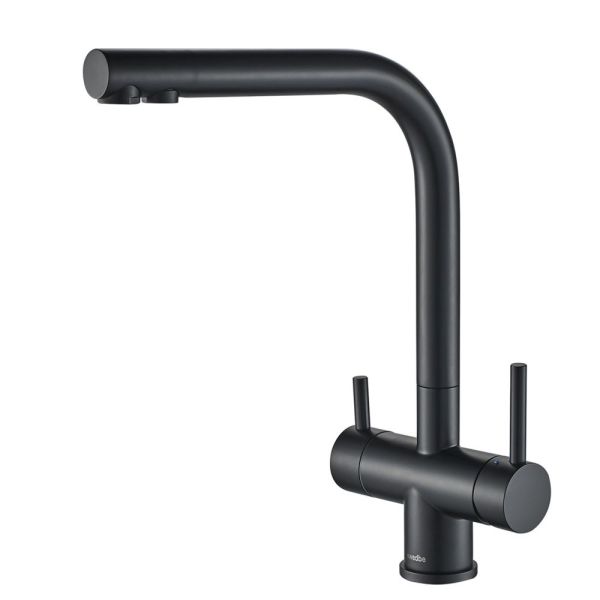 Смеситель для кухни Swedbe Selene Plus K8144ВМ в комплекте с фильтром Аквафор Морион чёрный
