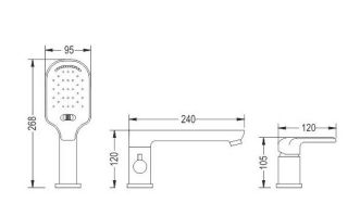 Смеситель на борт ванны Rose R2112F белый/хром Смеситель на борт ванны Rose R2112F белый/хром