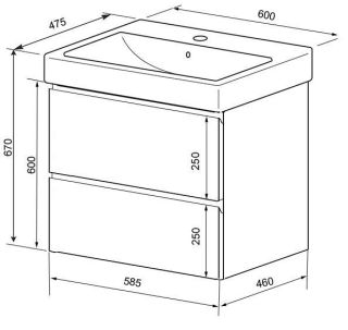 Тумба с раковиной Azario Мила CS00080140 60 см белый