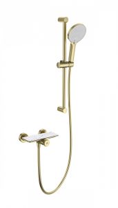 Смеситель для душа с гарнитуром Wonzon & Woghand ClickPlate WW-B2052-A-BG с термостатом брашированное золото