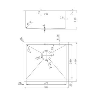 Кухонная мойка Raglo R703.5044.09 50 см графит Кухонная мойка Raglo R703.5044.09 50 см графит