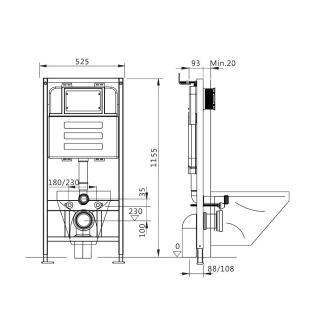 Инсталляция для подвесного унитаза Maretti AC11P5211, без клавиши Инсталляция для подвесного унитаза Maretti AC11P5211, без клавиши