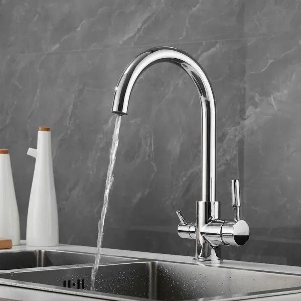 Смеситель для кухни Shevanik S168 с подключением фильтра хром