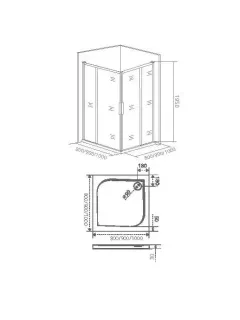 Душевое ограждение Good Door Idea CR-100-C-B 100*100 профиль чёрный, стекло прозрачное