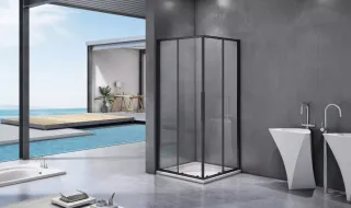 Душевое ограждение Good Door Idea CR-100-C-B 100*100 профиль чёрный, стекло прозрачное