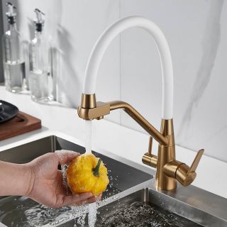 Смеситель для кухни Shevanik S968G с подключением фильтра золото Смеситель для кухни Shevanik S968G с подключением фильтра золото