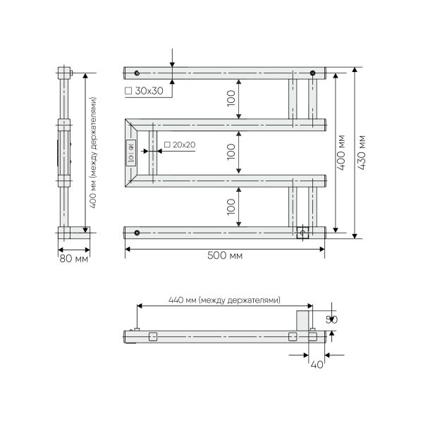 Полотенцесушитель электрический Indigo Muza DGM40-50Rt 40x50 см хром