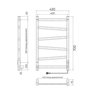 Полотенцесушитель электрический Indigo Element LCEEPF70-40BRRt 70x40 см чёрный муар