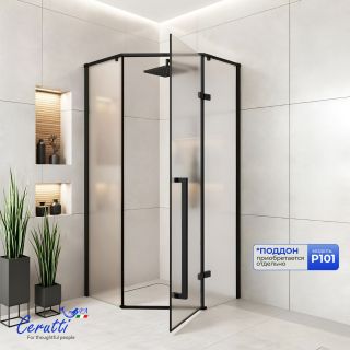 Душевой уголок Ceruttispa C2AF R 100x100 см профиль чёрный стекло матовое