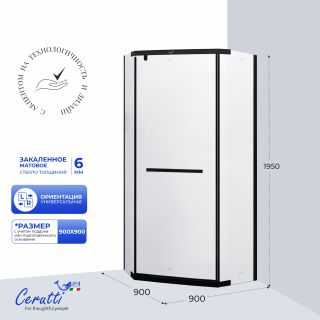 Душевой уголок Ceruttispa CHIKA ZP91BF 90x90 см профиль чёрный стекло матовое