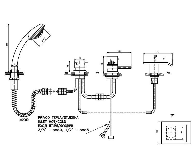 Смеситель на борт ванны Rav Slezak Dunaj DT273.5PZ золото