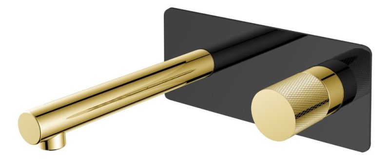 Встраиваемый смеситель для раковины Boheme Stick 125-BG.2 чёрный матовый/золото