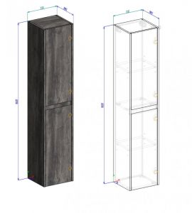 Шкаф BelBagno правосторонний 160x33см Rovere Tabacco KRAFT-1600-2A-SC-RT-R