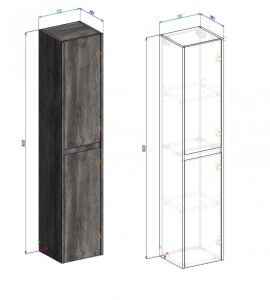 Шкаф BelBagno правосторонний 160x33см Rovere Nebrasca Nature KRAFT-1600-2A-SC-RNN-R