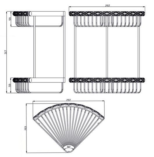 Полка угловая двойная Zorg Antic AZR U-4 SL серебро