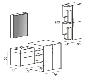 Полка подвесная Cezares 30x75 Frassino scuro Space 55048