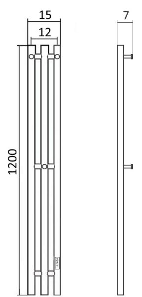Полотенцесушитель электрический Маргроид Inaro 15x120см правый чёрный матовый Inaro3v-12012-1049-9005R