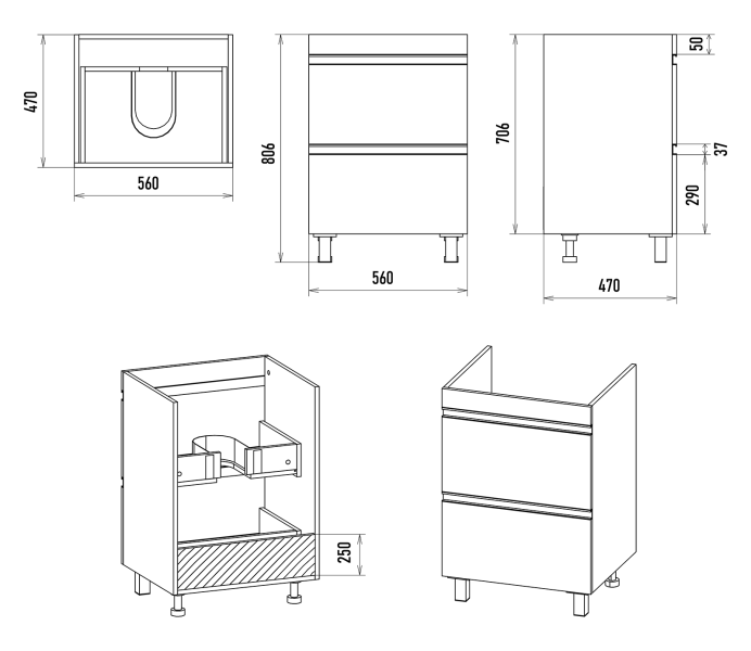 Напольная тумба под раковину Misty Ингрид П-Инг-01060-012Я 56 см белый