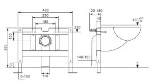 Инсталляция  ABBER AC0101P для подвесного унитаза с импульсным смывом