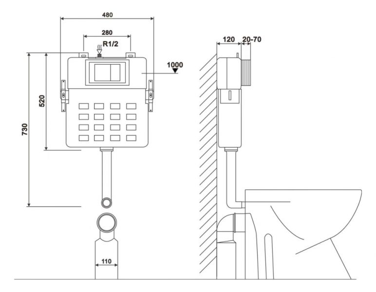 Инсталляция для приставного унитаза ABBER AC0104