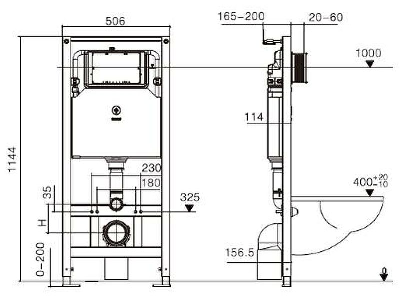 Инсталляция WeltWasser WW Amberg 506 10000005662 для унитаза без клавиши смыва