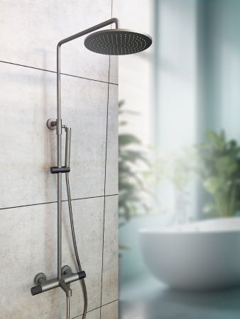 Душевая система с термостатом AltroBagno Intento 030421 GrNe серый/черный
