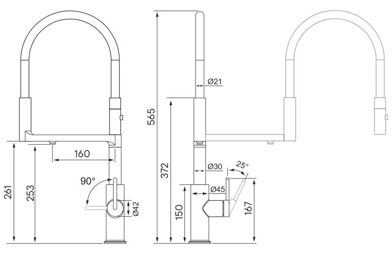 Смеситель для кухни Paulmark Tornado To213402-G золото