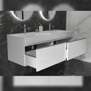Тумба под раковину подвесная Velvex Pulsus tp.PUL.PUL.140.2Y белый глянец, 140 см Тумба под раковину подвесная Velvex Pulsus tp.PUL.PUL.140.2Y белый глянец, 140 см