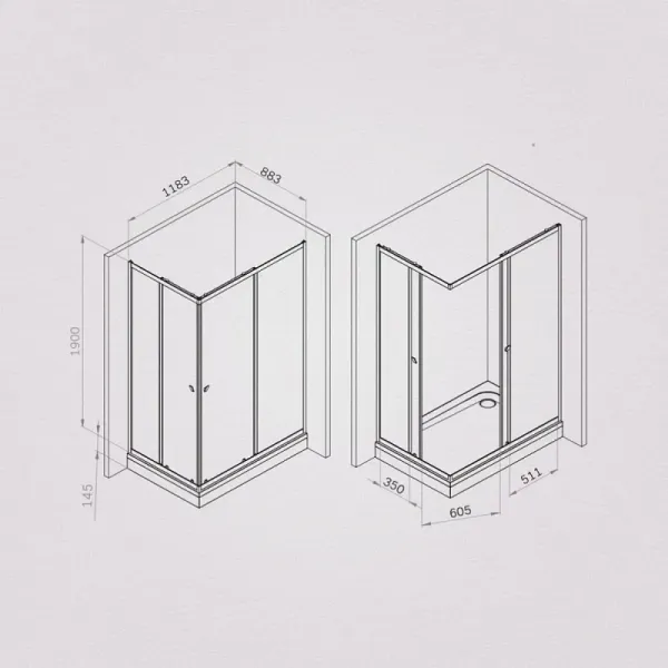 Душевой уголок AM.PM Sunny W87G-403-12090-BT  120х90 см профиль черный