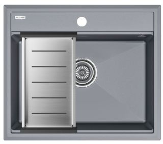 Комплект Paulmark: мойка Stepia 60 и коландер Advance PM115951-GRM+A375-BS серый металлик/брашированная нержавеющая сталь Комплект Paulmark: мойка Stepia 60 и коландер Advance PM115951-GRM+A375-BS серый металлик/брашированная нержавеющая сталь