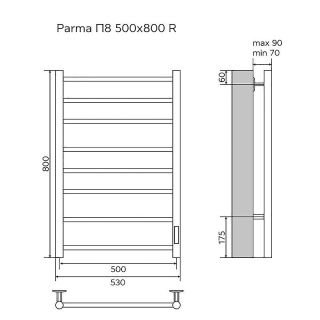 Полотенцесушитель электрический Azario Parma AZ83904G 50x80 см графит