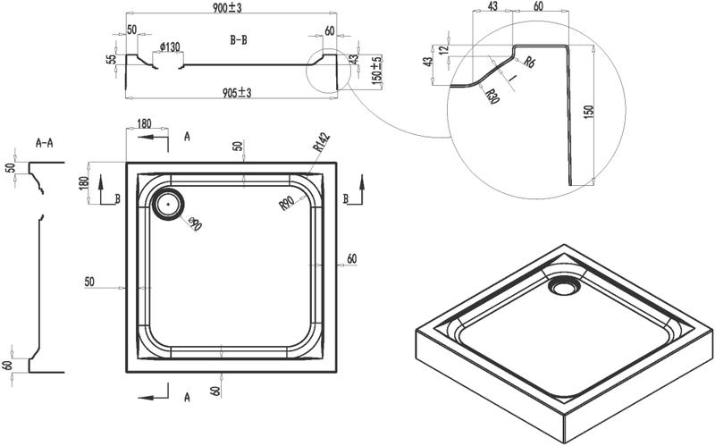 Душевой поддон Am.pm Gem W90T-403-090W 90x90