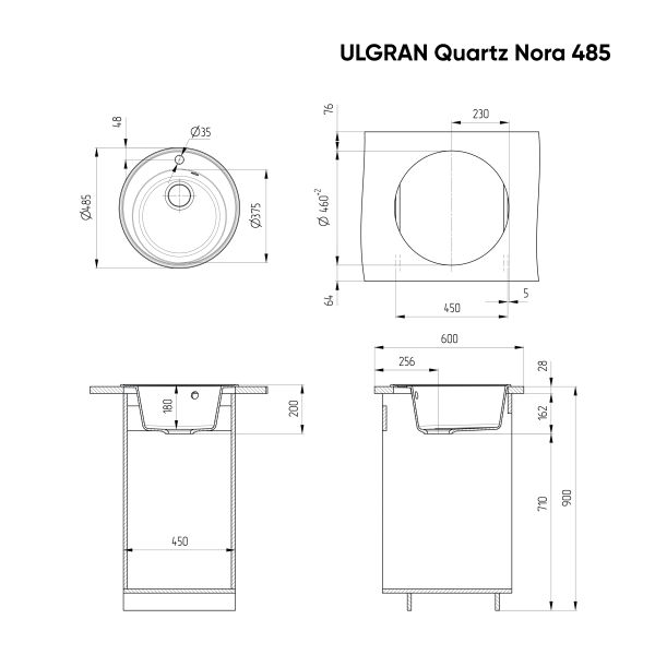 Кухонная мойка Ulgran Quartz Nora 485-05 бетон